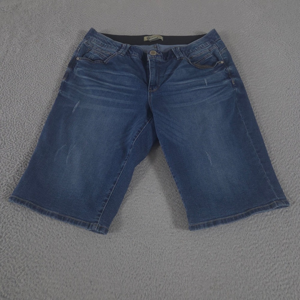 Democracy Shorts Womens 18W Blue Straight Ab Solution Denim Stretch Bermuda Jort